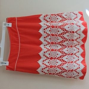 Floreat Orange Lace A-Line Cotton Skirt